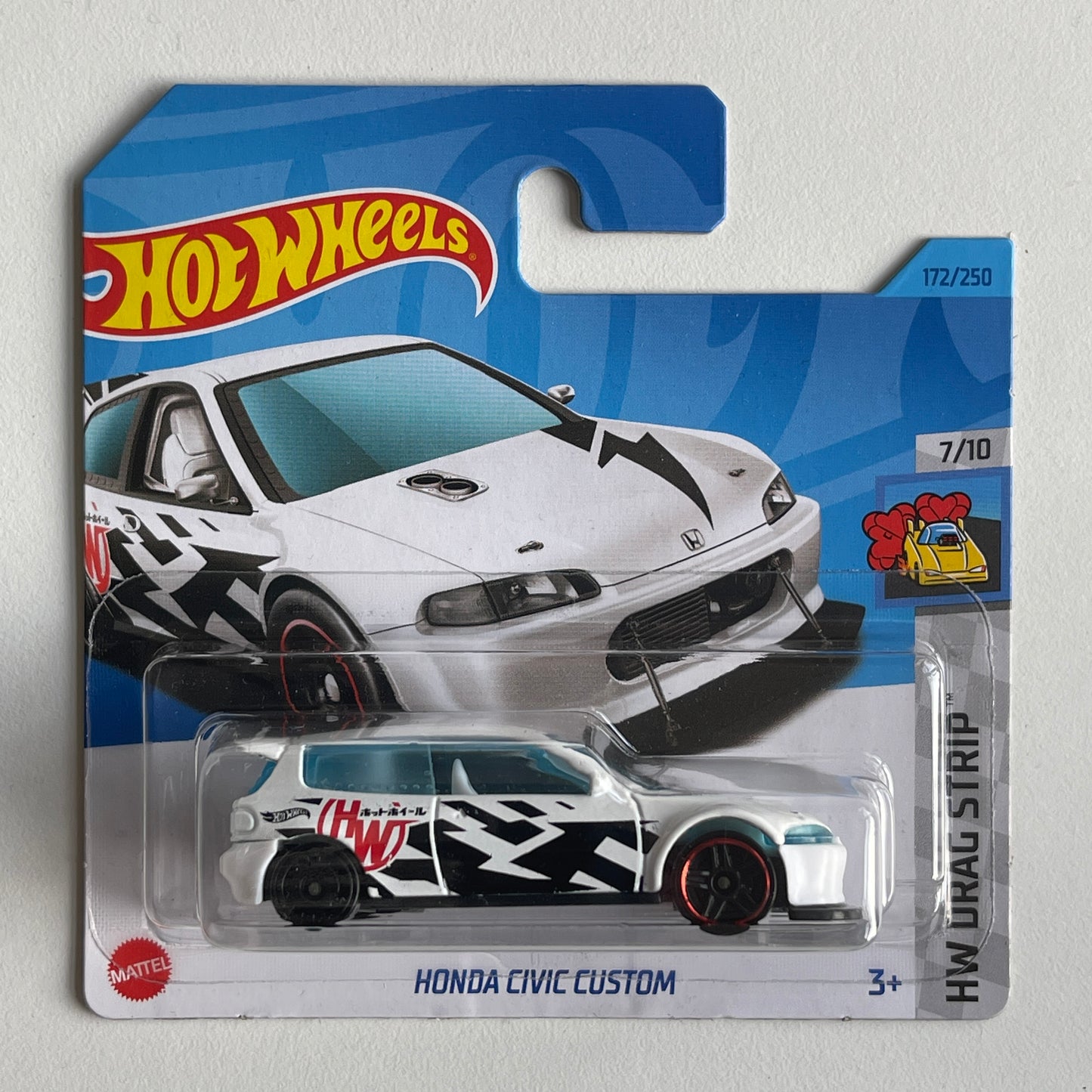 Hot Wheels Honda Civic Custom (White) Short Card HW Drag Strip 172/250