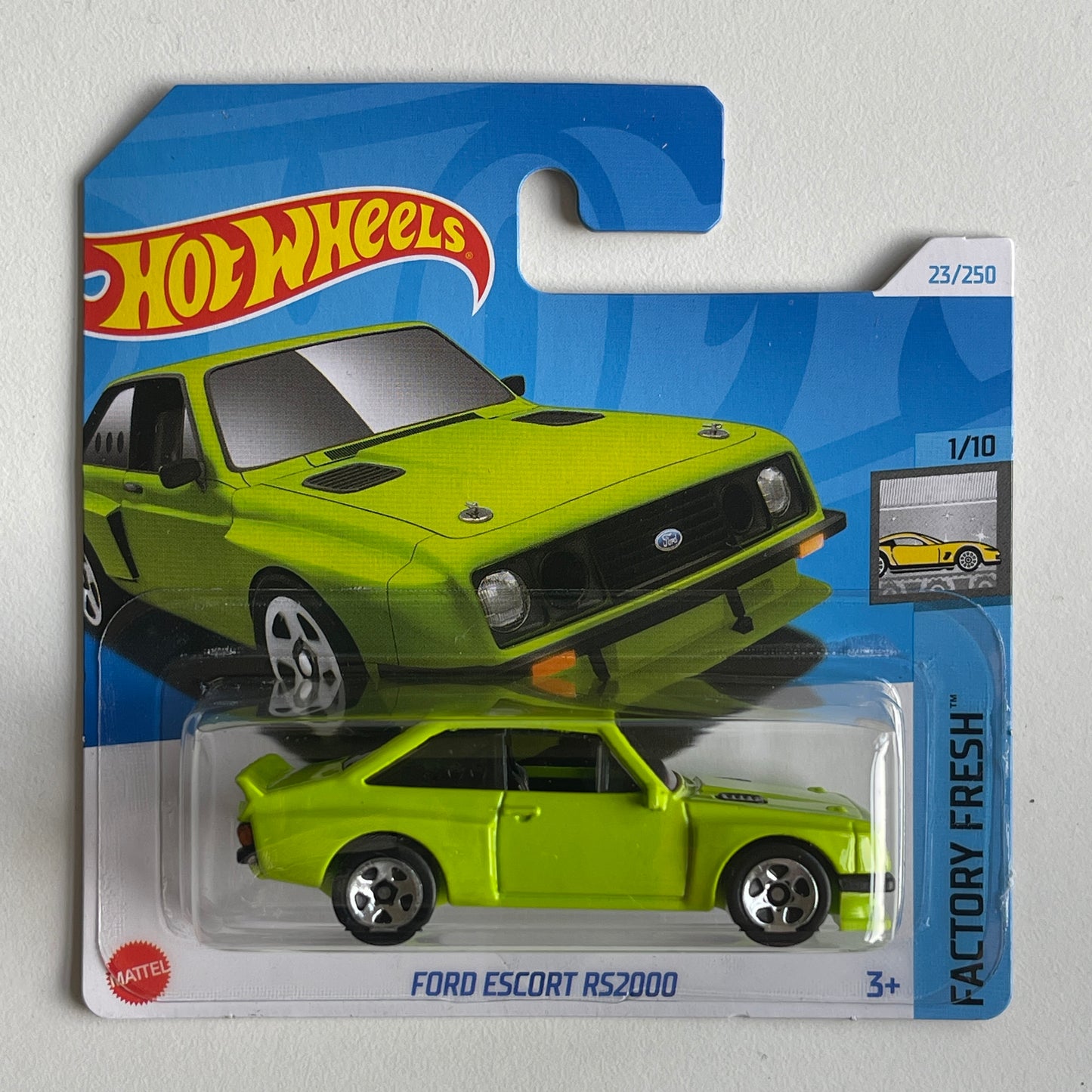 Hot Wheels Ford Escort RS2000 (Green) Short Card Factory Fresh 23/250