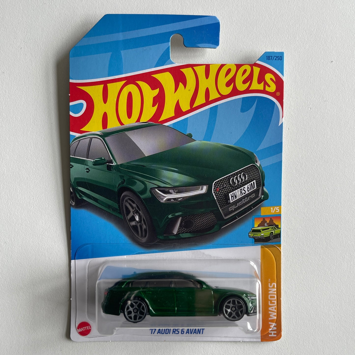 Hot Wheels '17 Audi RS 6 Avant (Green) Long Card (Damaged) HW Wagons 187/250