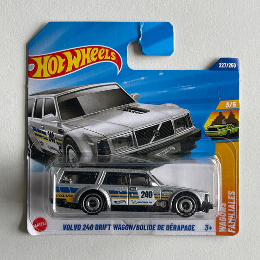 Hot Wheels Volvo 240 Drift Wagon (Silver) Short Card (Damaged) Wagons 245/250