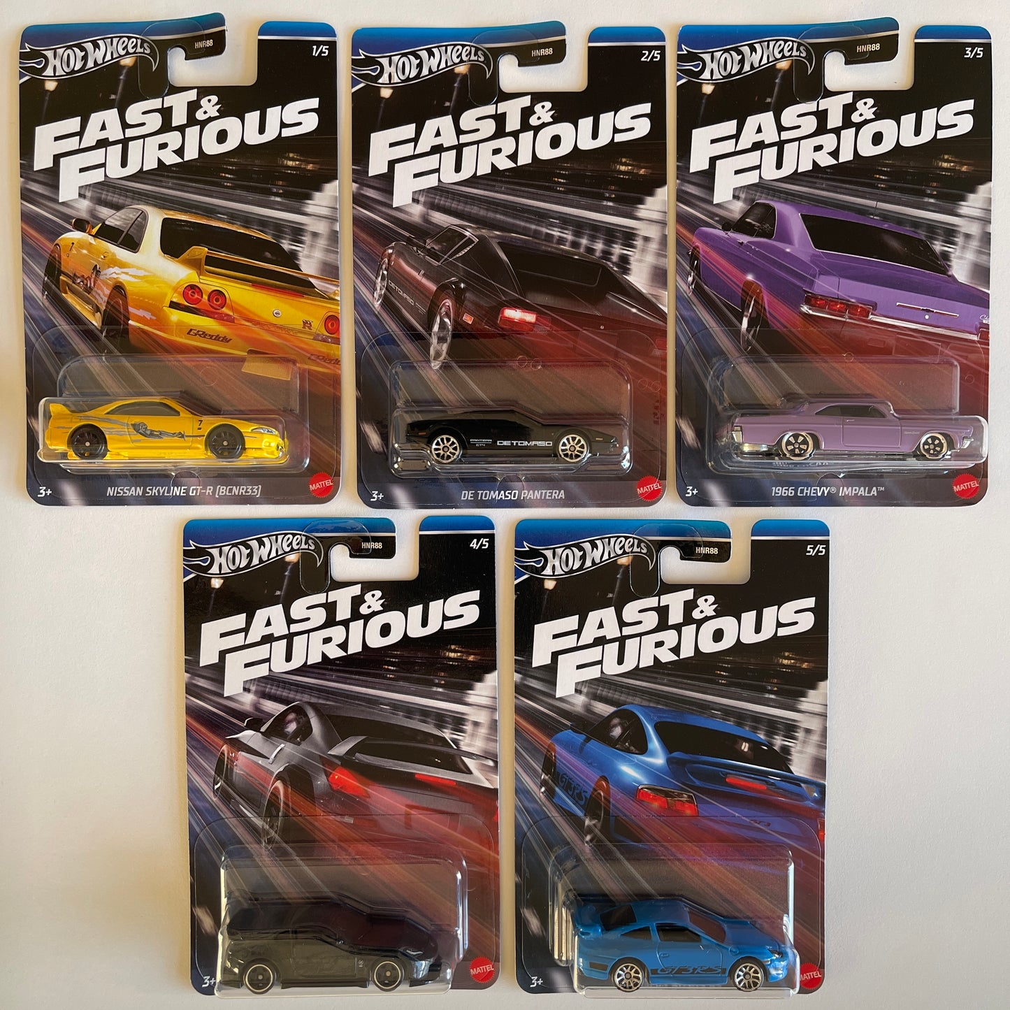 Hot Wheels 2024 Fast & Furious Street Racing Set of 5 Cars