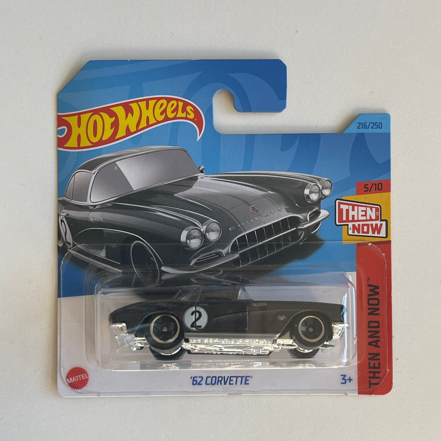 Hot Wheels '62 Corvette (Grey) Short Card (Damaged) Then And Now 216/250