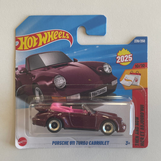 Hot Wheels Porsche 911 Turbo Cabriolet (Purple) Short Card (Damaged) Then And Now 239/250