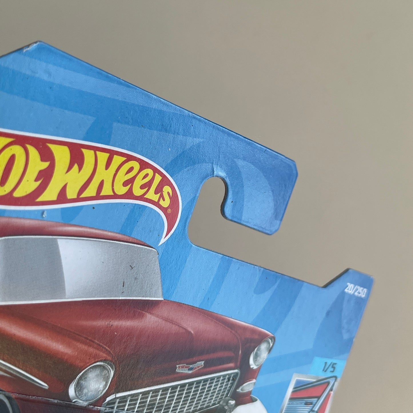 Hot Wheels '55 Chevy (Red) Short Card (Damaged) Chevy Bel Air 20/250