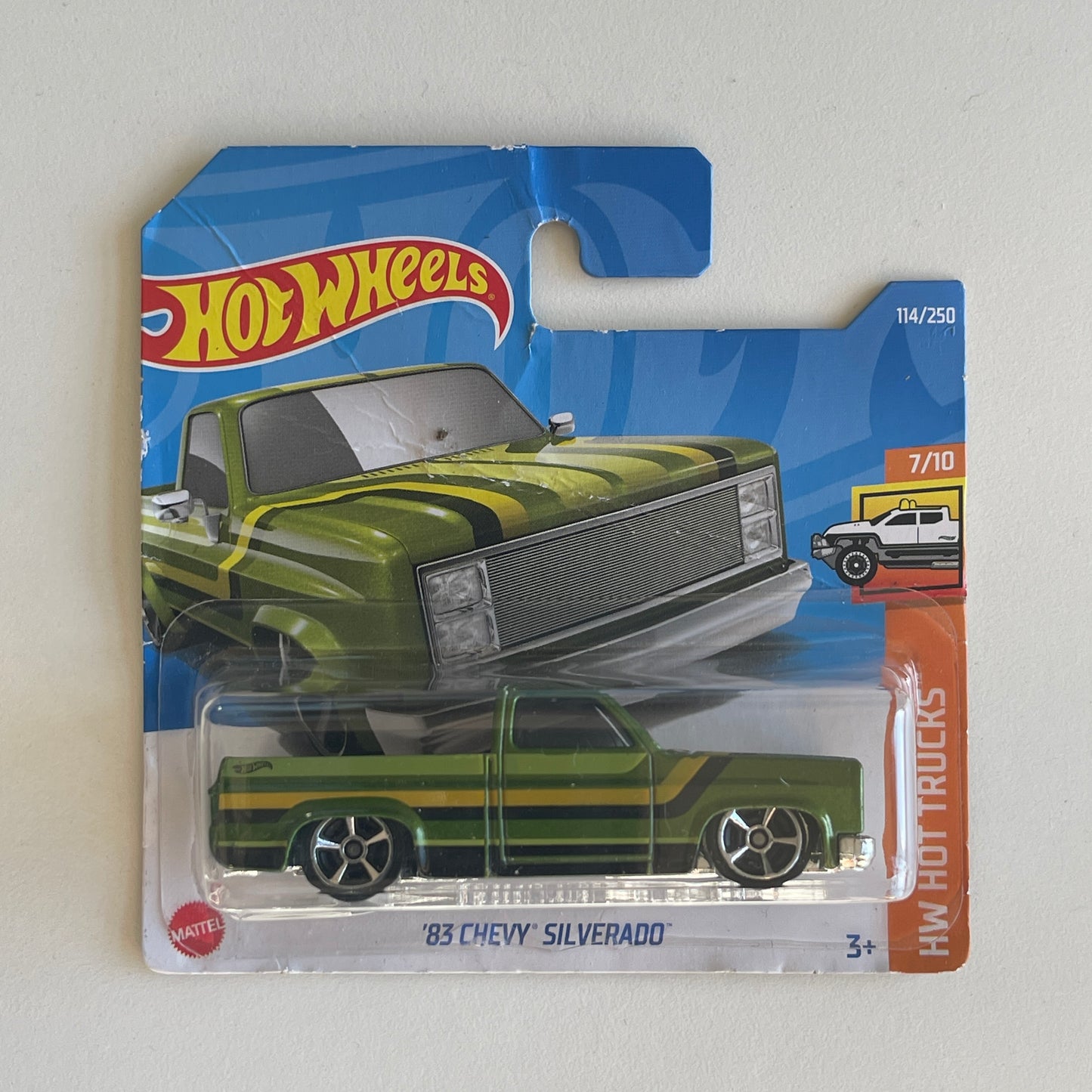 Hot Wheels '83 Chevy Silverado (Green) Short Card (Damaged) HW Hot Trucks 114/250