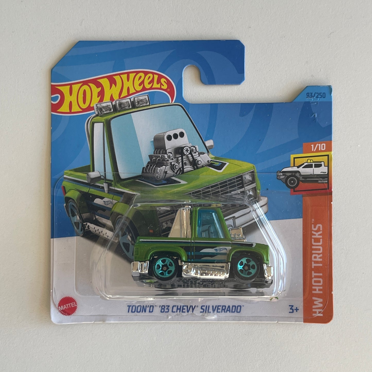 Hot Wheels Toon'd '83 Chevy Silverado (Green) Short Card (Damaged) HW Hot Trucks 93/250