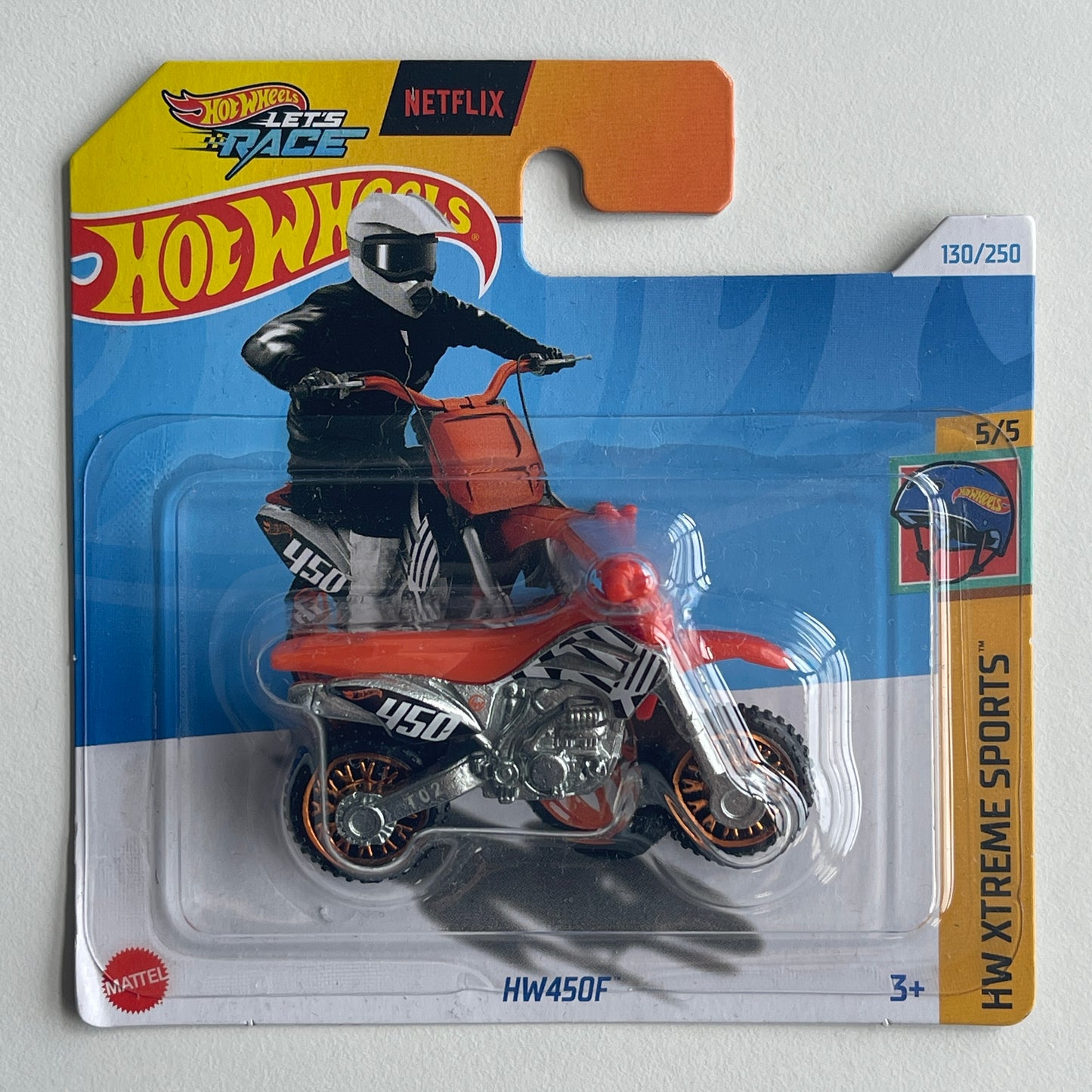 Hot Wheels Netflix HW450F (Orange) Short Card (Damaged) HW Xtreme Sports 130/250