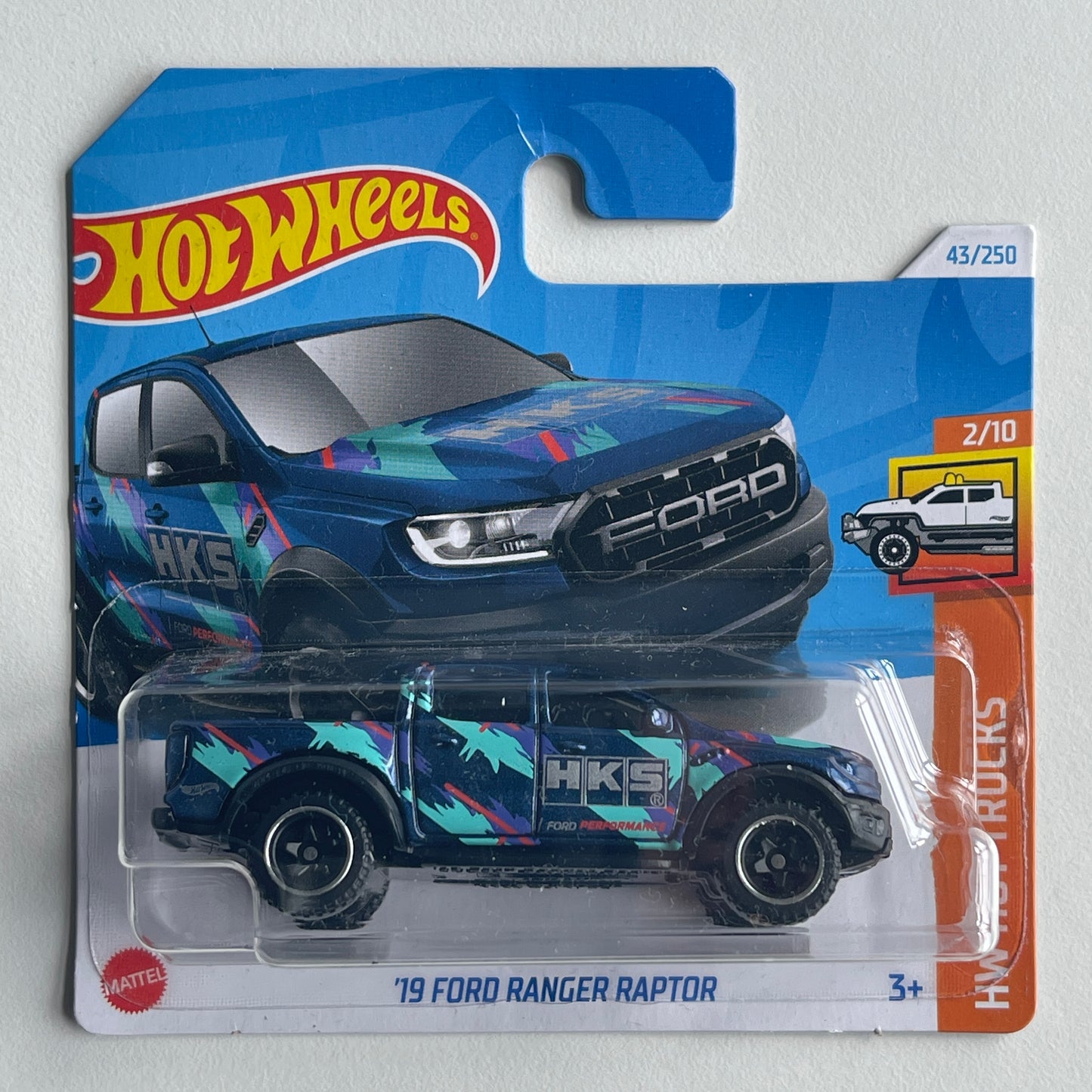 Hot Wheels HKS '19 Ford Ranger Raptor (Blue) Short Card (Damaged) HW Hot Trucks 43/250