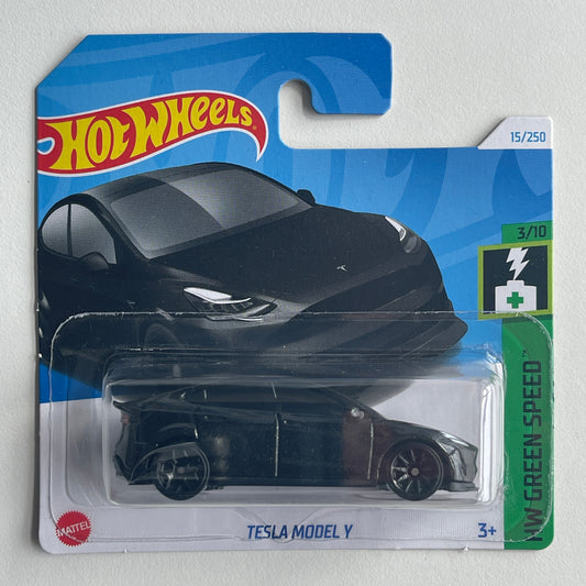 Hot Wheels Tesla Model Y (Black) Short Card HW Green Speed 15/250