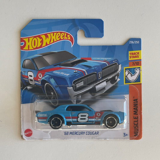 Hot Wheels '68 Mercury Cougar (Blue) Short Card (Damaged) Muscle Mania 236/250