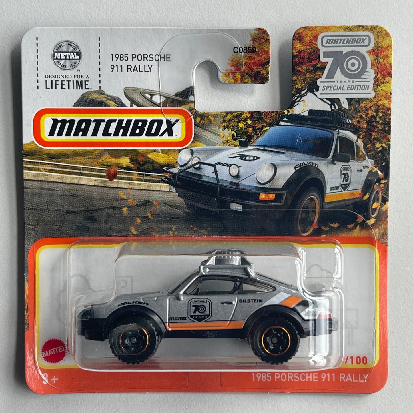 Matchbox 1985 Porsche 911 Rally (Grey) Short Card