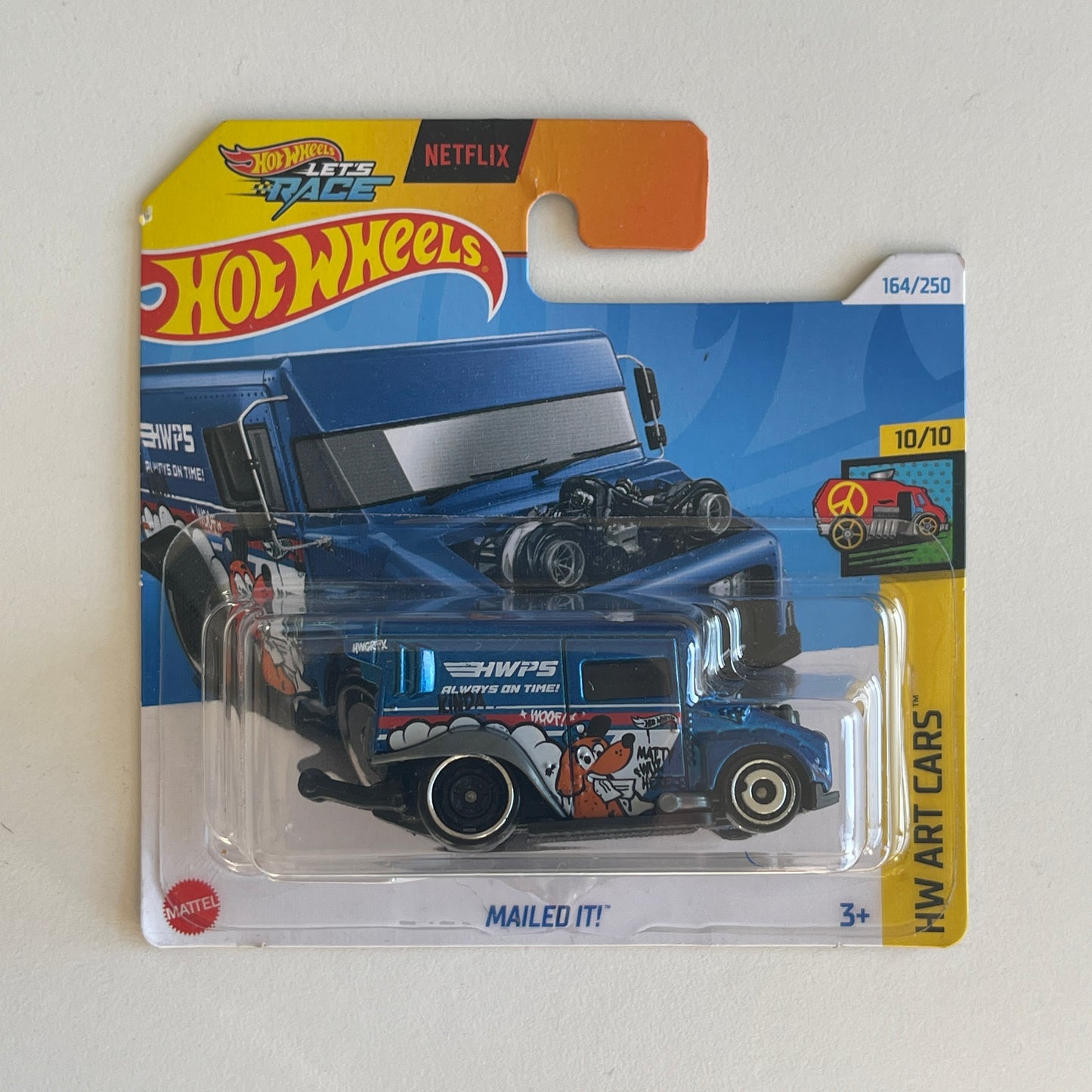 Hot Wheels Netflix Mailed It! (Blue) Short Card (Damaged) HW Art Cars 164/250