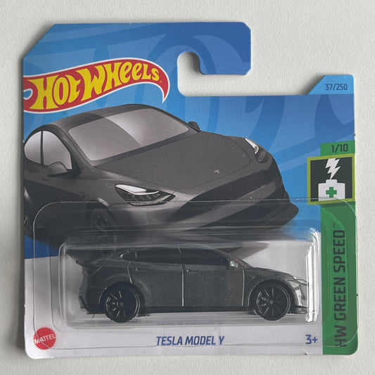 Hot Wheels Tesla Model Y (Grey) Short Card (Damaged) HW Green Speed 37/250