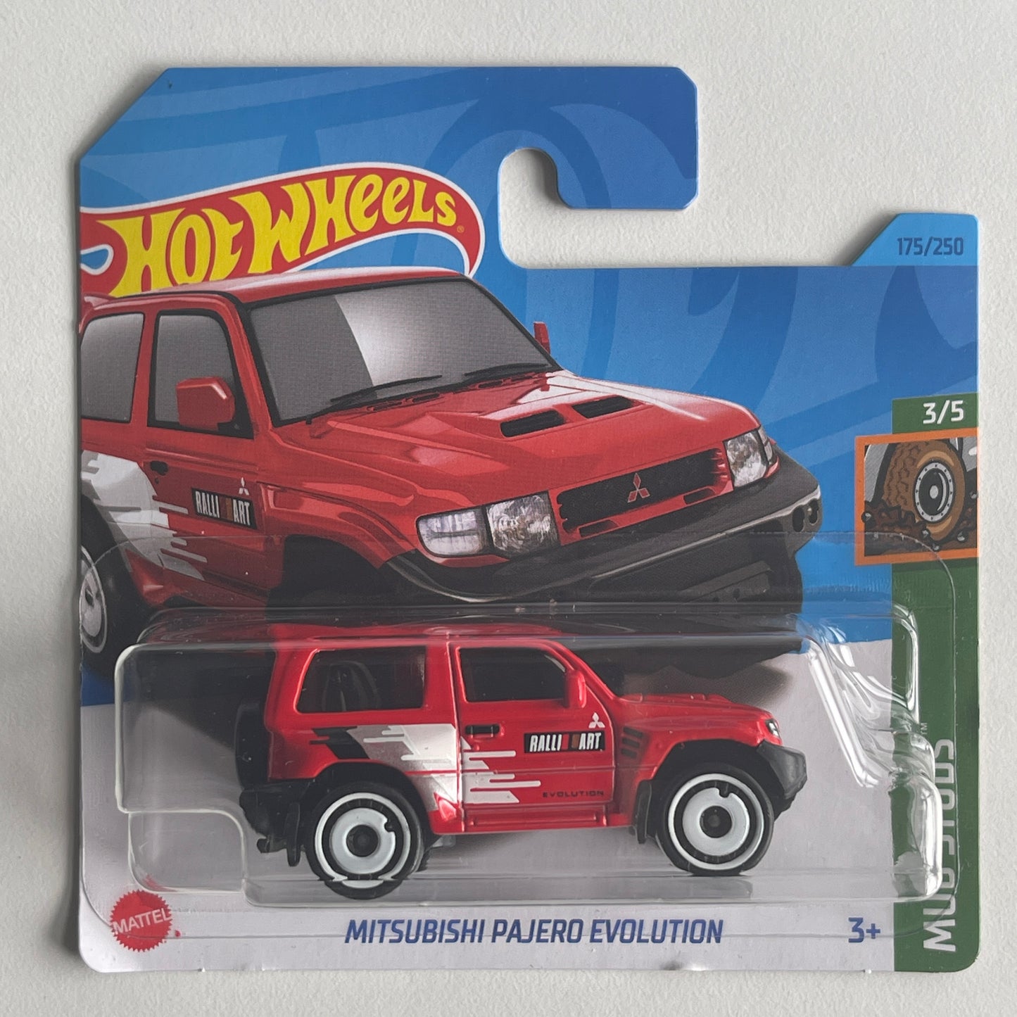 Hot Wheels Mitsubishi Pajero Evolution (Red) Short Card (Damaged) Mud Studs 175/250