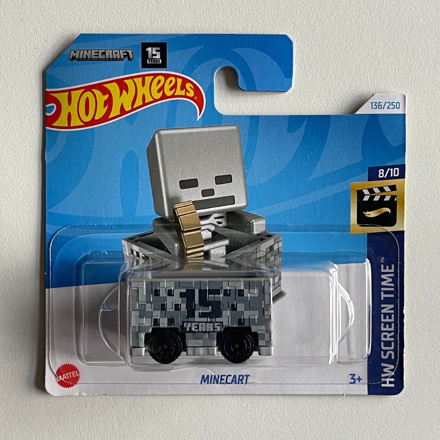 Hot Wheels Minecraft Minecart (Grey) Short Card (Damaged) HW Screen Time 136/250