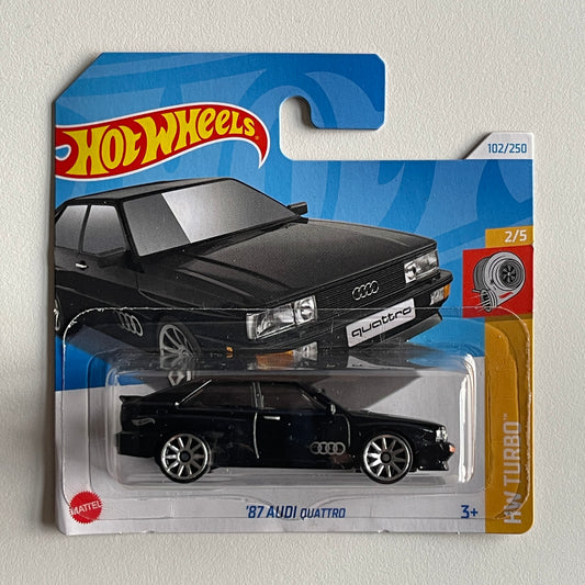 Hot Wheels '87 Audi Quattro (Black) Short Card (Damaged) HW Turbo 102/250