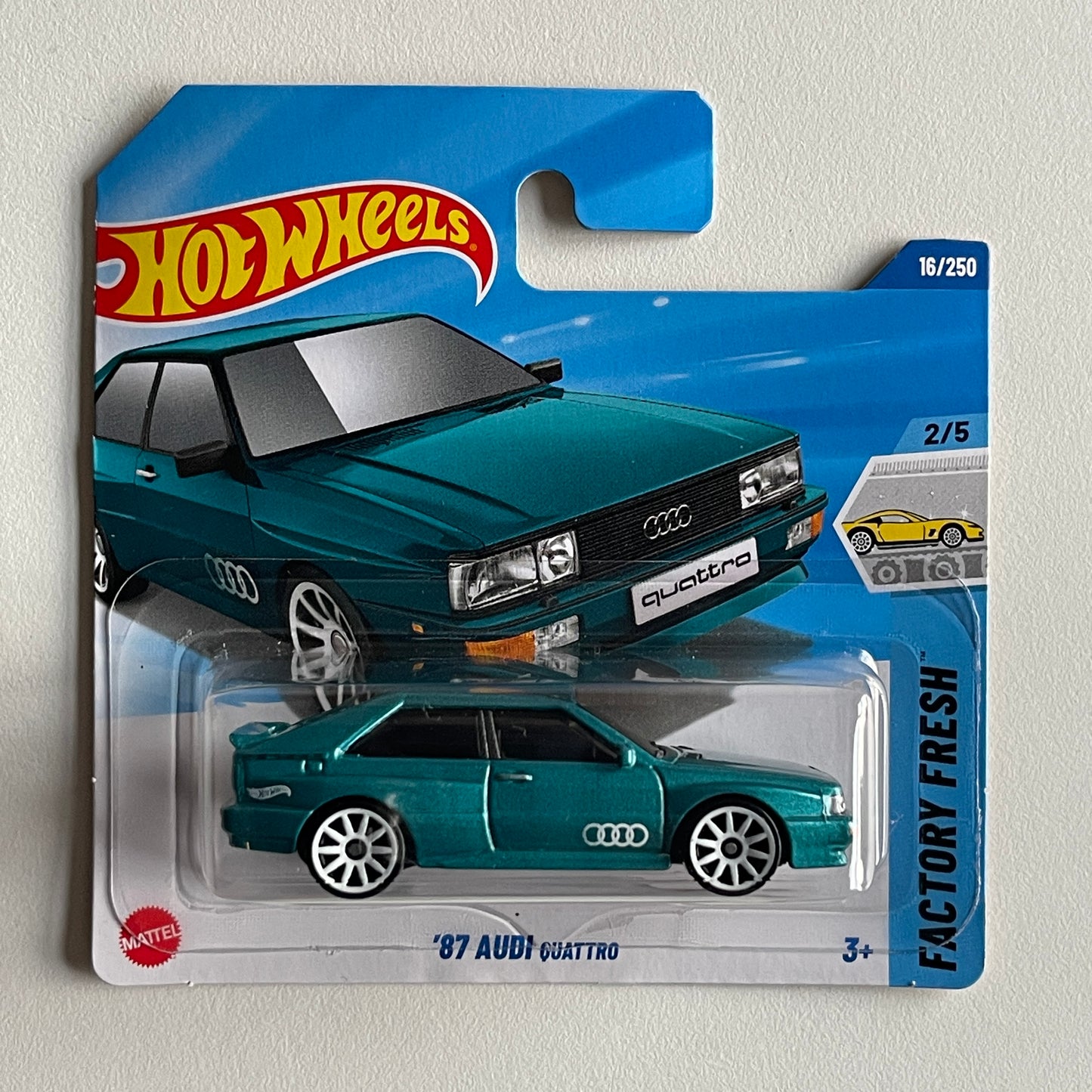 Hot Wheels '87 Audi Quattro (Green) Short Card Factory Fresh 16/250