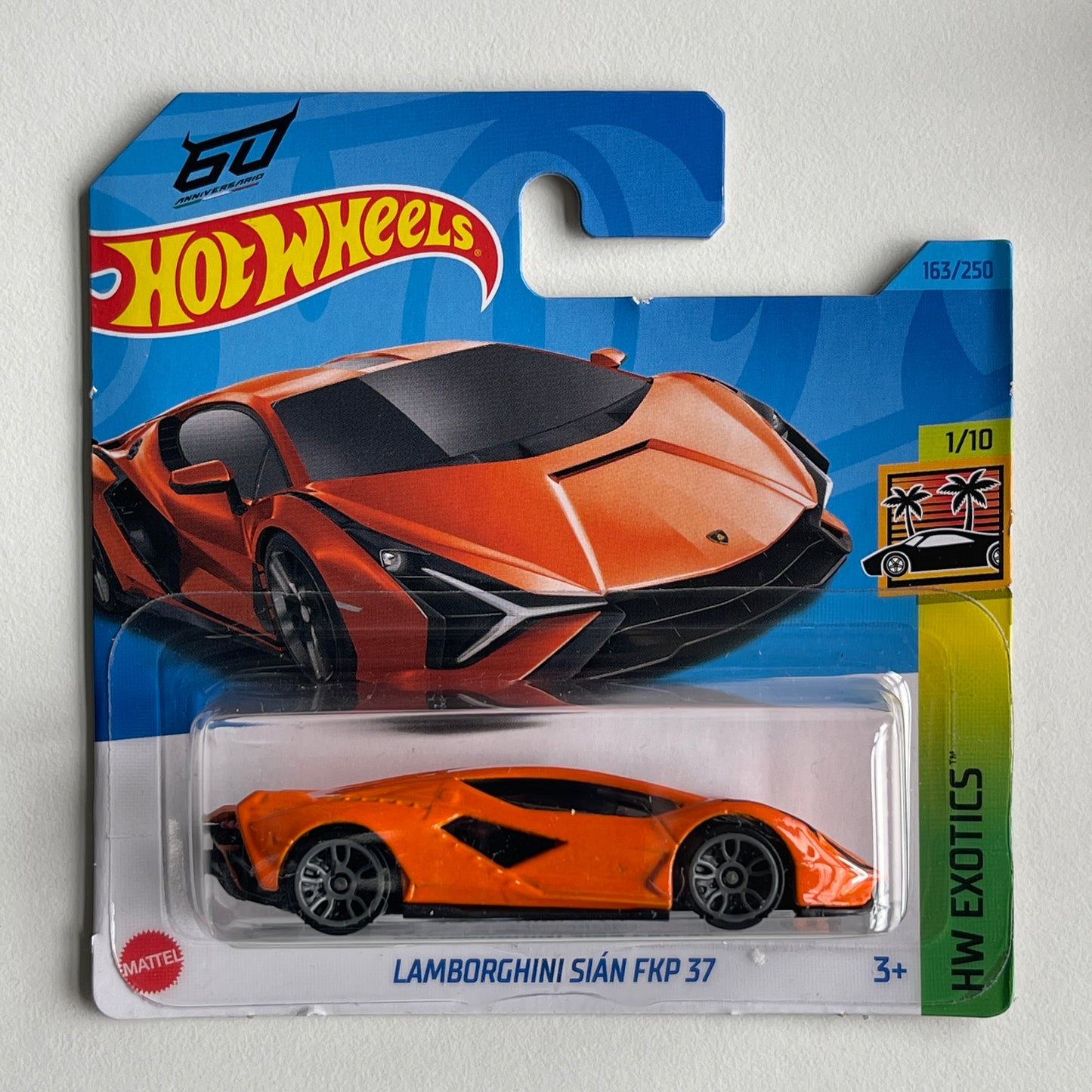 Hot Wheels Lamborghini Sian FKP 37 (Orange) Short Card (Damaged) HW Exotics 163/250