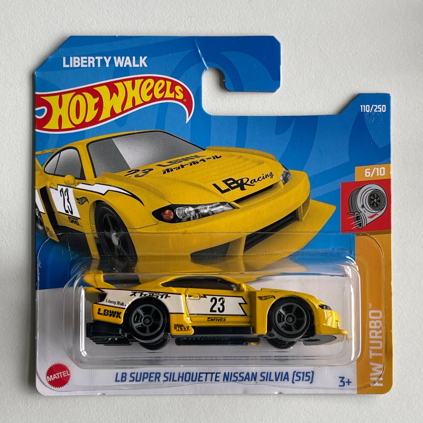 Hot Wheels LB Super Silhouette Nissan Silvia (Yellow) Short Card (Damaged) HW Turbo 110/250