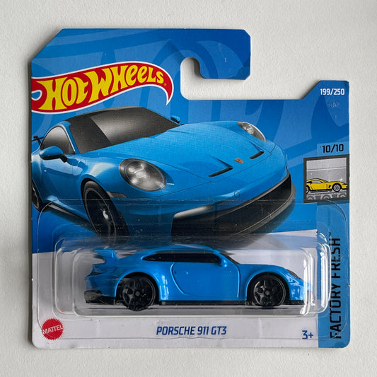 Hot Wheels Porsche 911 GT3 (Blue) Short Card (Damaged) Factory Fresh 199/250