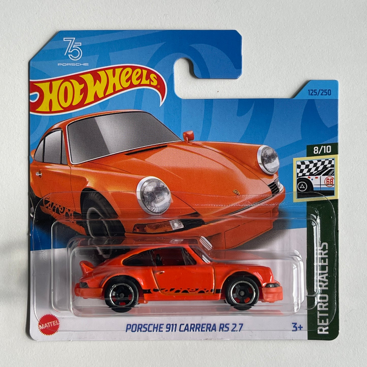 Hot Wheels Porsche 911 Carrera RS 2.7 (Orange) Short Card Retro Racers 125/250