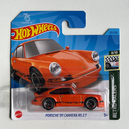 Hot Wheels Porsche 911 Carrera RS 2.7 (Orange) Short Card (Damaged) Retro Racers 125/250