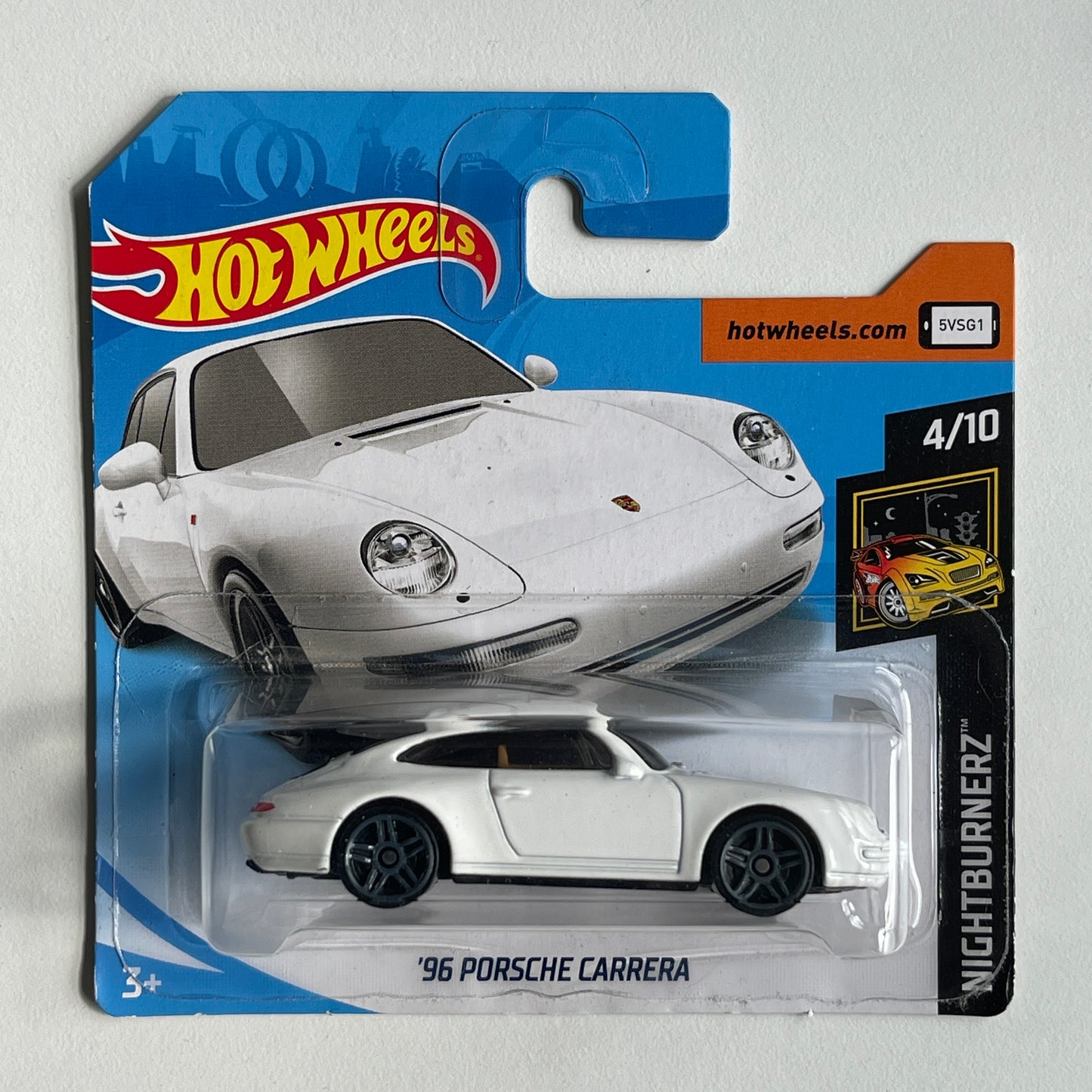 Hot Wheels '96 Porsche Carrera (White) Short Card (Damaged) Nightburnerz 155/250