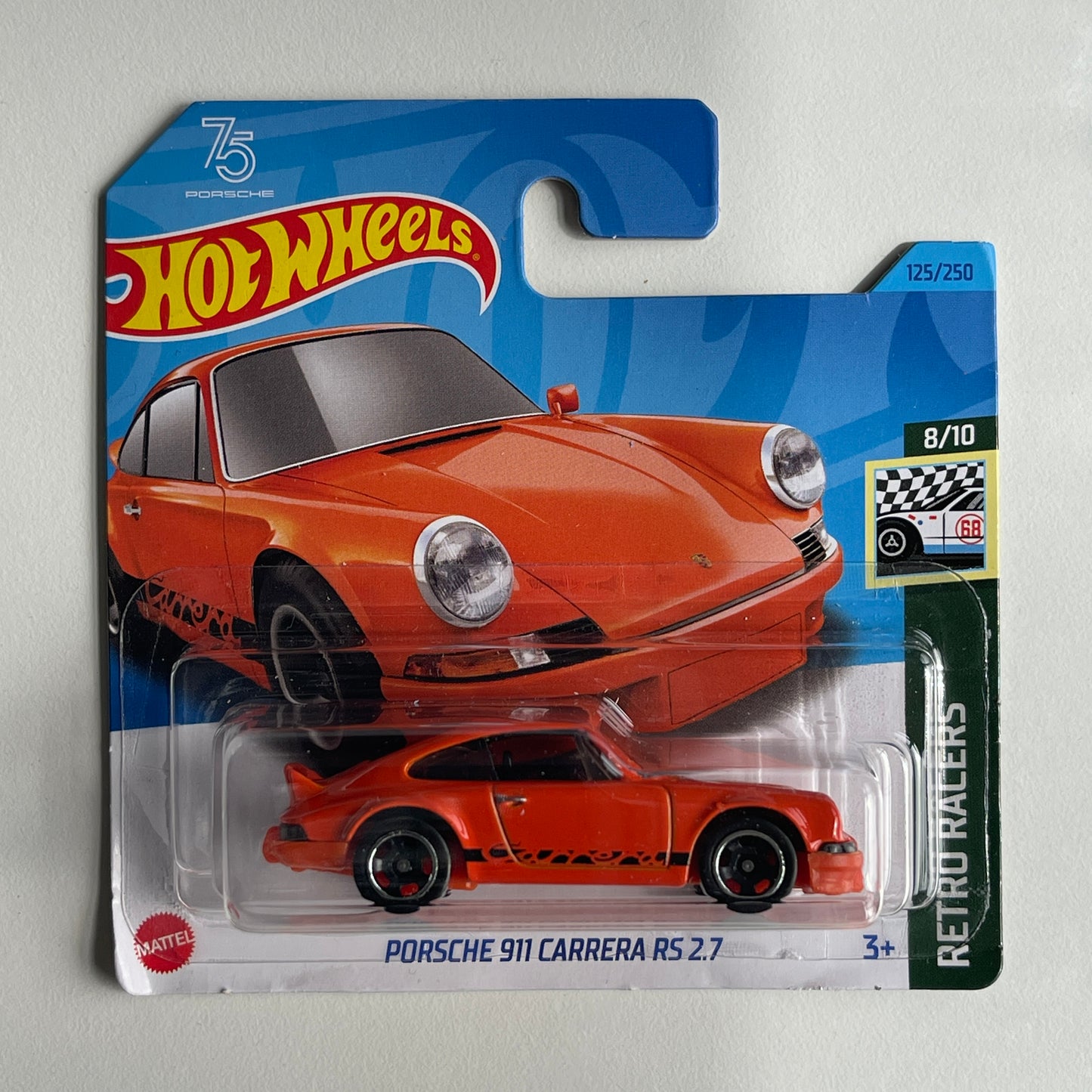 Hot Wheels Porsche 911 Carrera RS 2.7 (Orange) Short Card (Damaged) Retro Racers 125/250