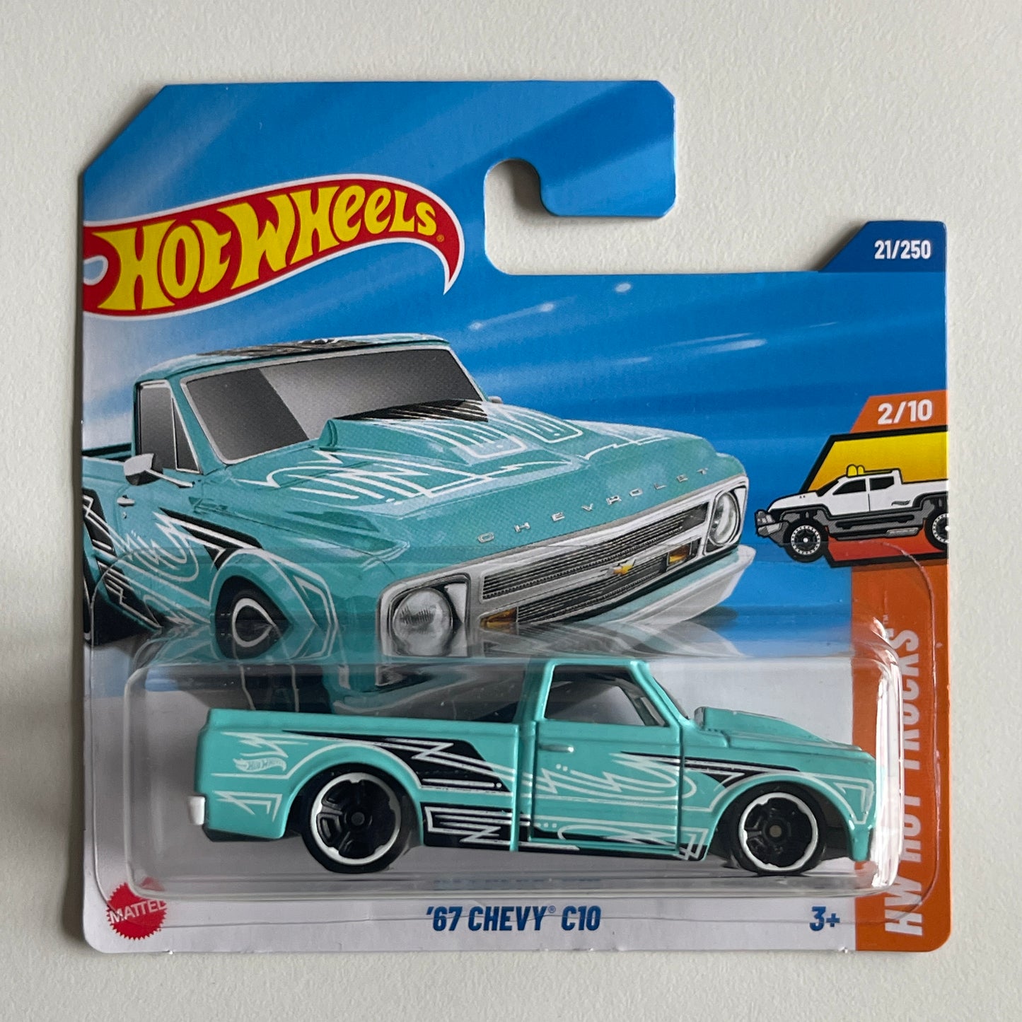 Hot Wheels '67 Chevy C10 (Turquoise) Short Card HW Hot Trucks 21/250