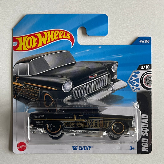 Hot Wheels '55 Chevy (Black) Short Card Rod Squad 45/250