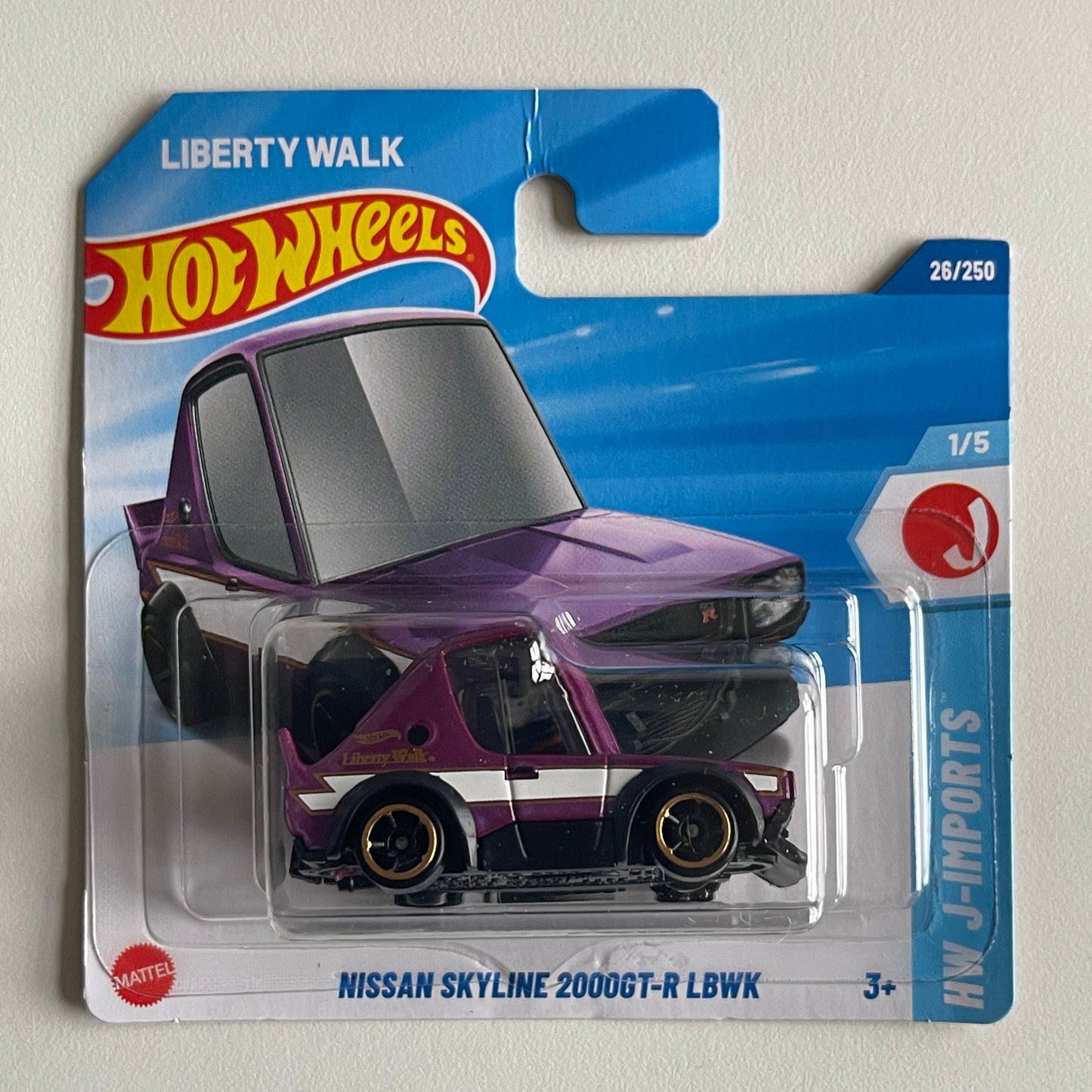 Hot Wheels Nissan Skyline 2000GT-R LBWK (Purple) Short Card (Damaged ) HW J-Imports 26/250