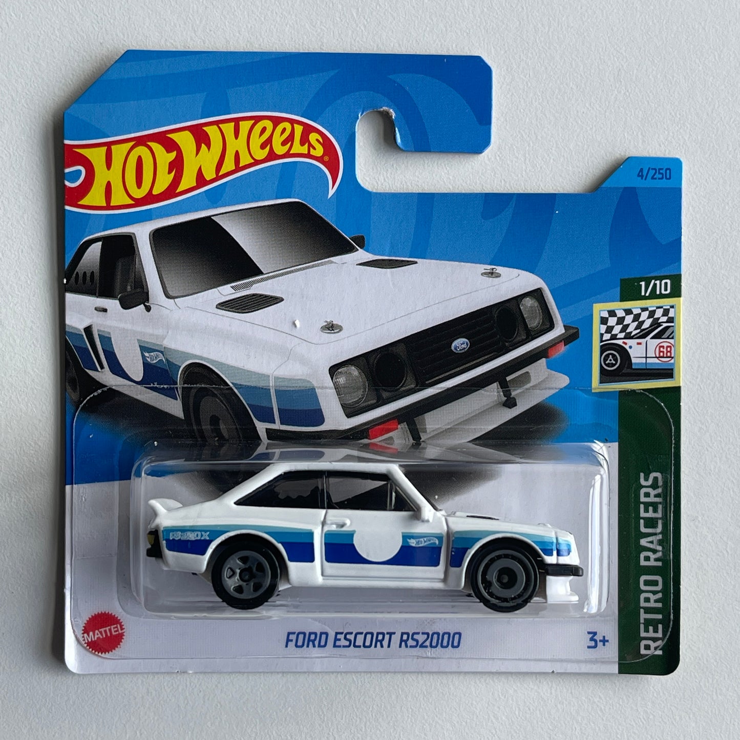 Hot Wheels Ford Escort RS2000 (White) Short Card (Damaged) Retro Racers 4/250