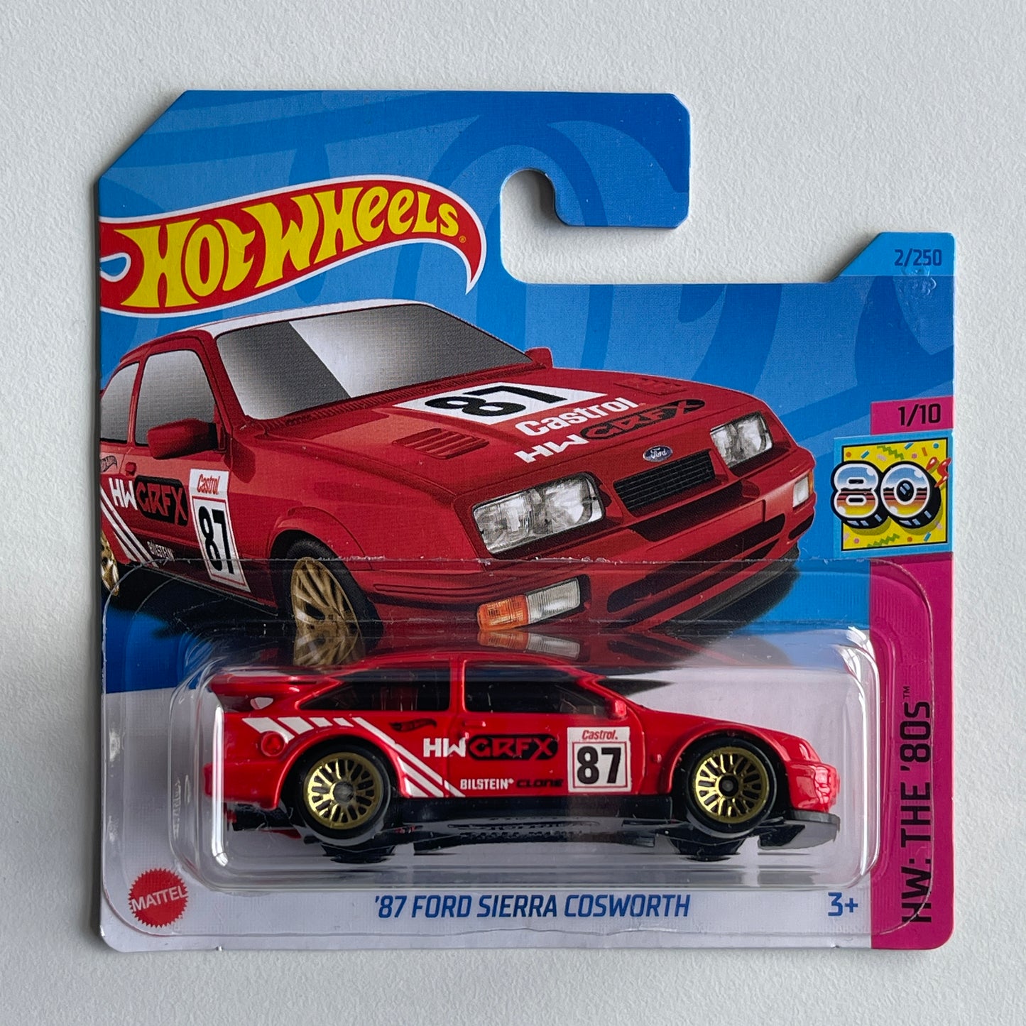 Hot Wheels '87 Ford Sierra Cosworth (Red) Short Card HW The '80s 2/250