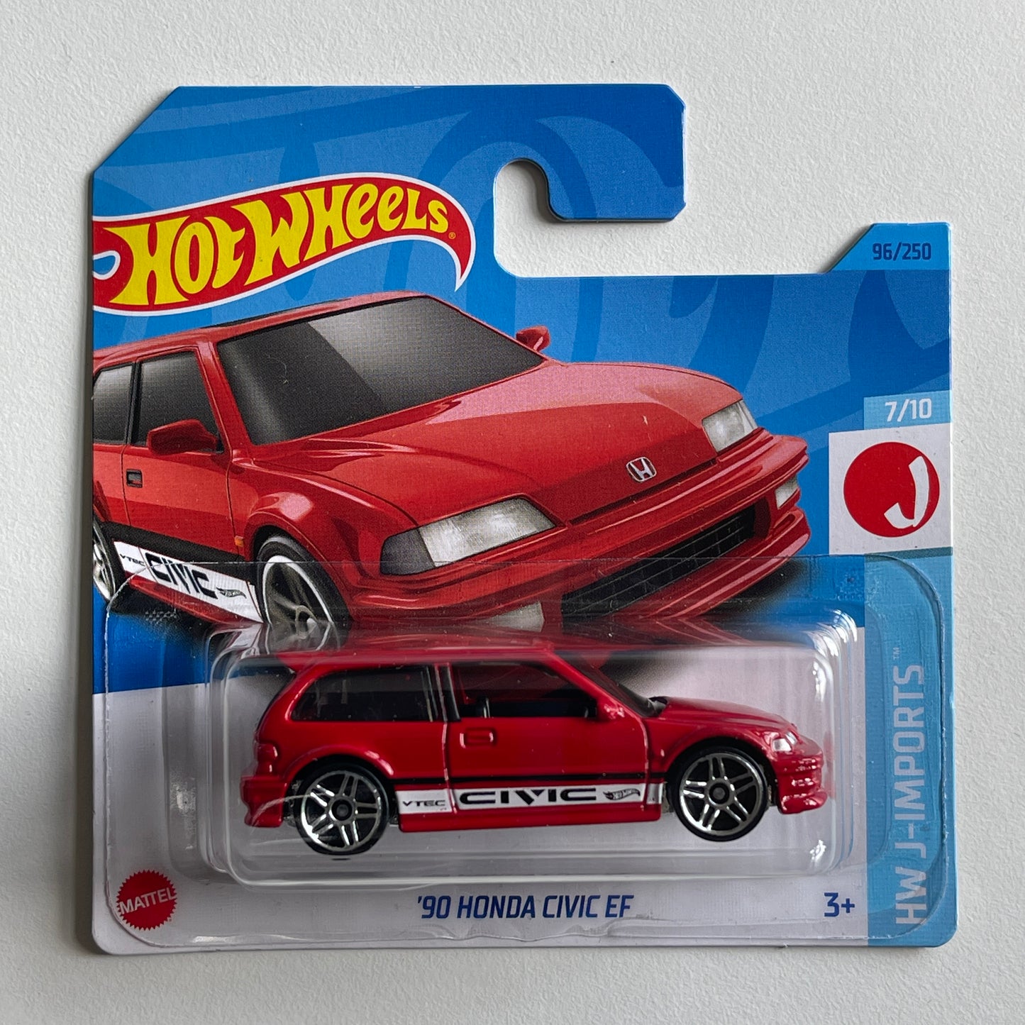 Hot Wheels '90 Honda Civic EF (Red) Short Card HW J-Imports 96/250