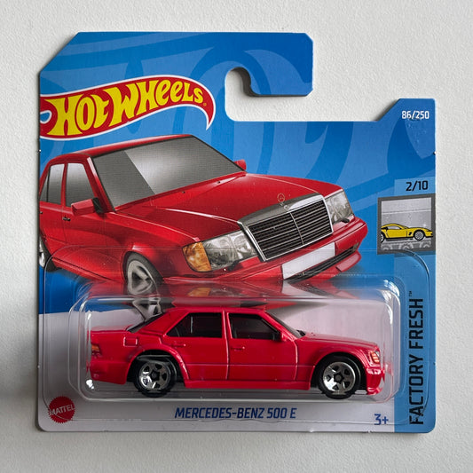 Hot Wheels Mercedes-Benz 500 E (Red) Short Card Factory Fresh 86/250