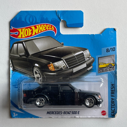 Hot Wheels Mercedes-Benz 500 E (Black) Short Card (Damaged) Factory Fresh 145/250