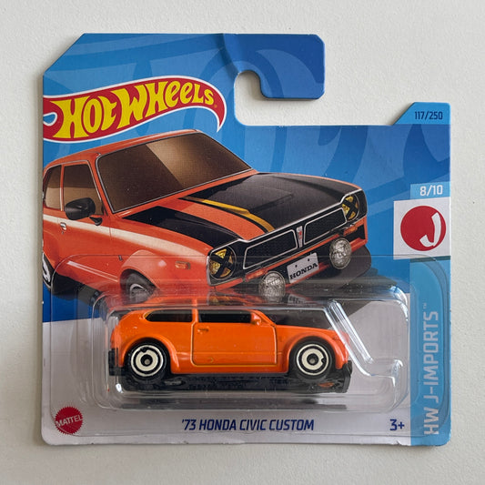 Hot Wheels '73 Honda Civic Custom (Orange) Short Card (Damaged) HW J-Imports 117/250