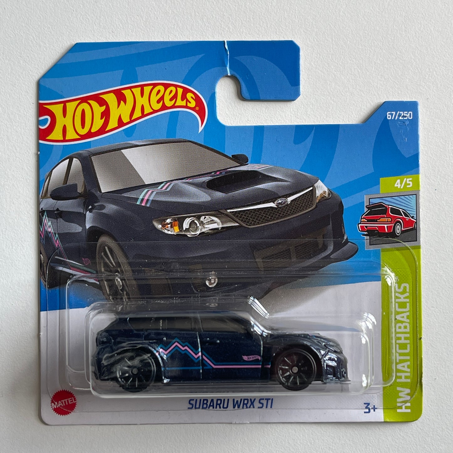 Hot Wheels Subaru WRX STI (Dark Blue) Short Card (Damaged) HW Hatchbacks 67/250