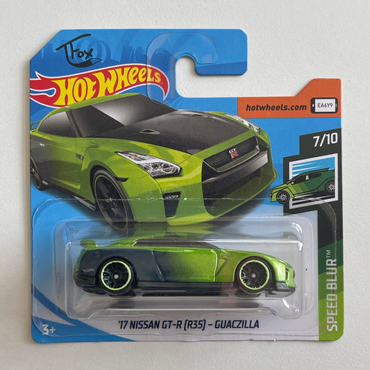 Hot Wheels '17 Nissan GT-R (R35) - Guaczilla (TFox Green) Short Card (Damaged) Speed Blur 61/250