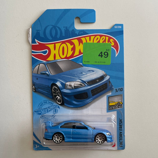 Hot Wheels Honda Civic SI (Blue) Long Card (Damaged) Factory Fresh 63/250