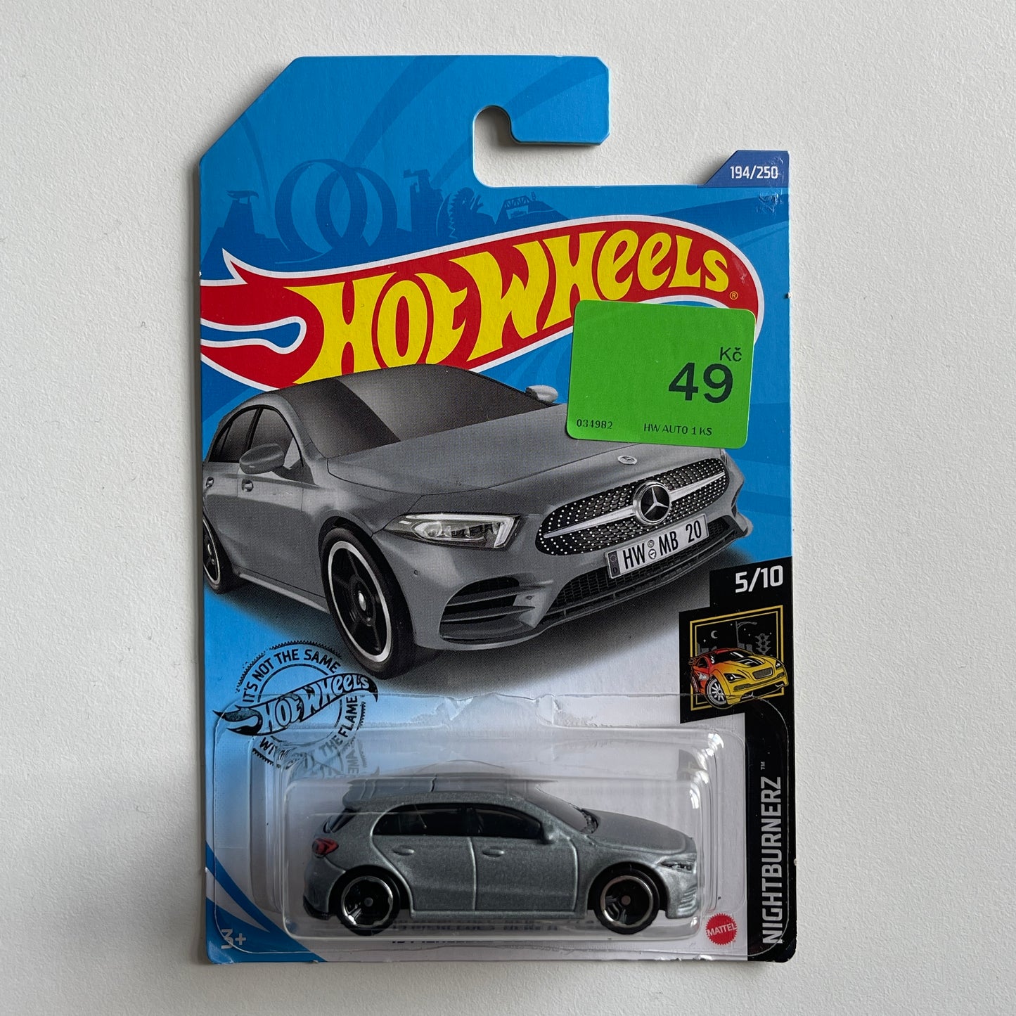 Hot Wheels '19 Mercedes-Benz A-Class (Grey) Long Card (Damaged) Nightburnerz 194/250