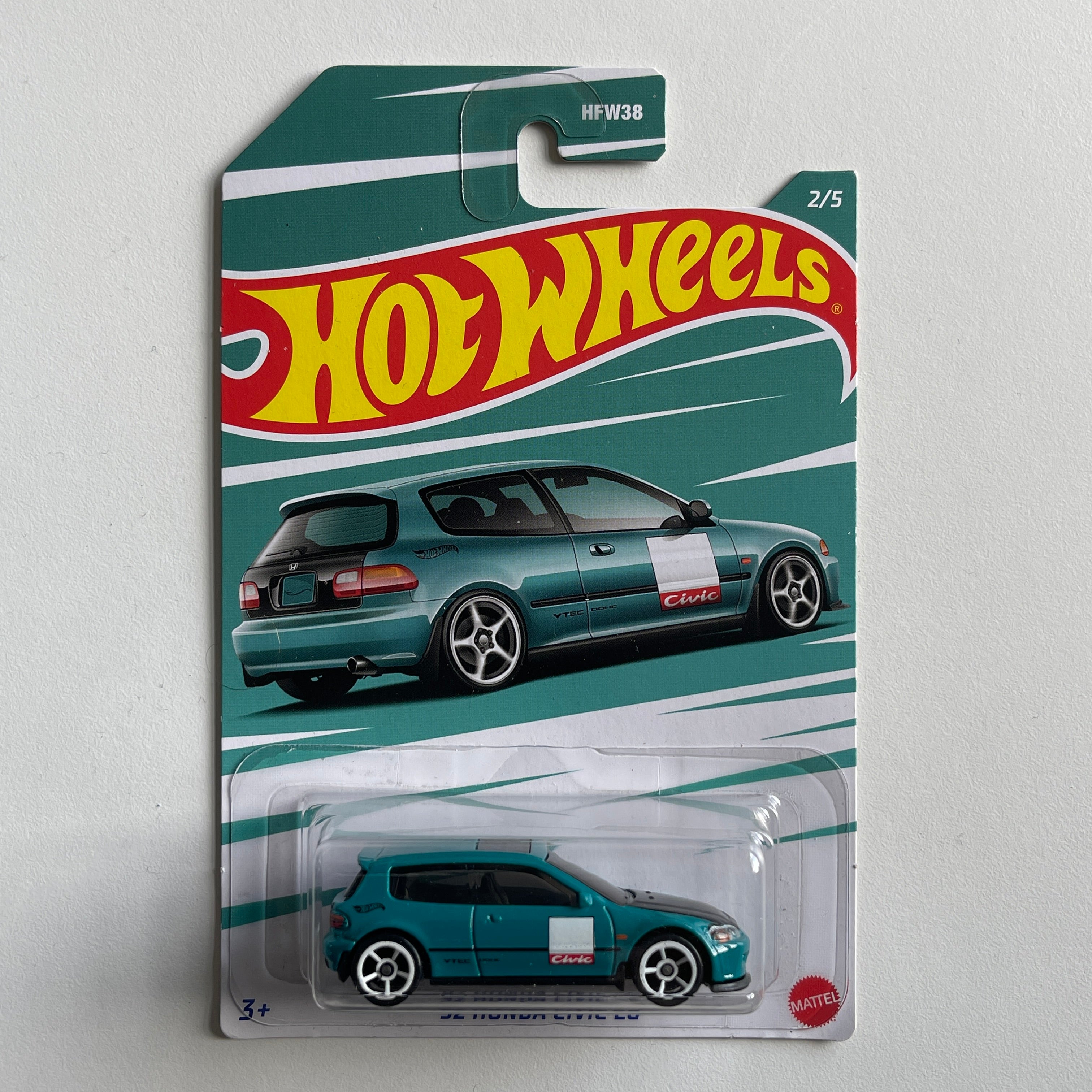 Hot Wheels 92 Honda Civic EG Green Long Card Damaged Honda Series Hobby Cars