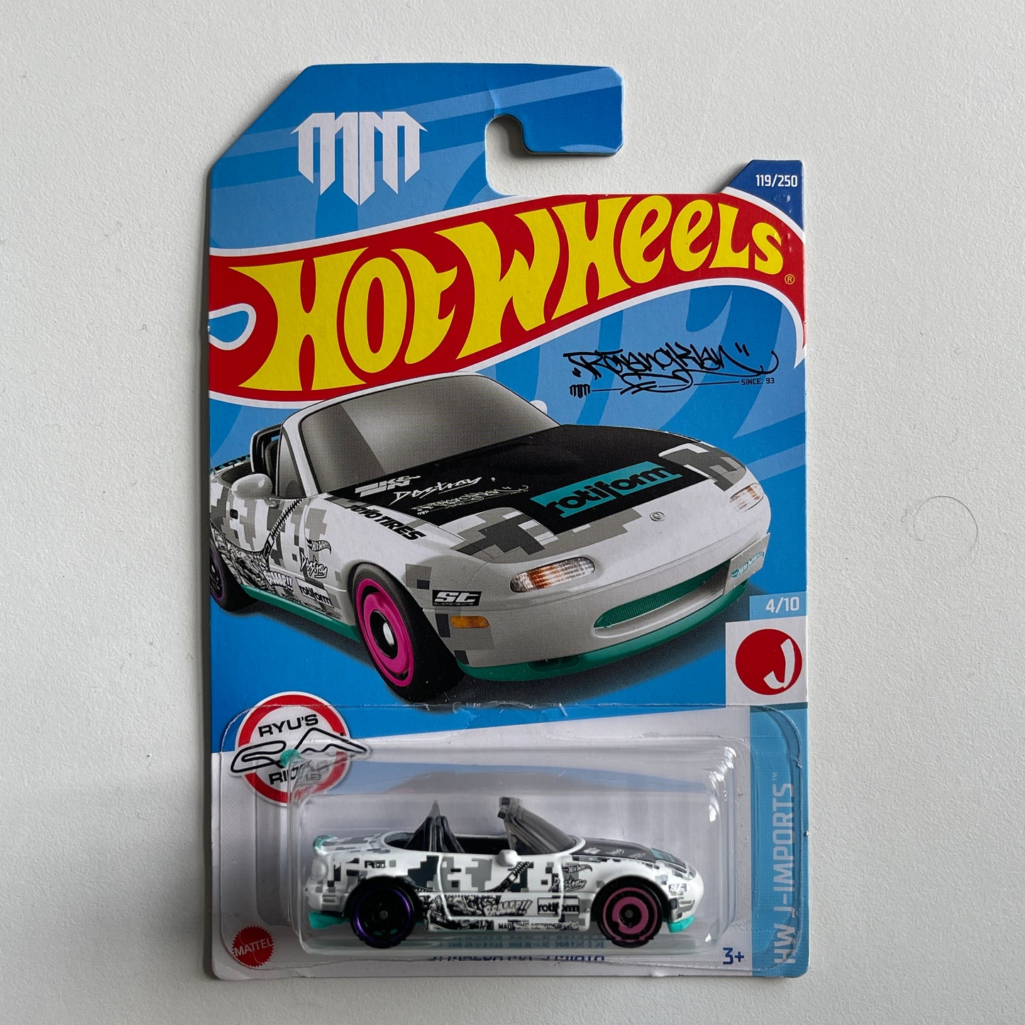 Hot Wheels '91 Mazda MX-5 Miata (White) Long Card (Damaged) HW J-Imports 119/250