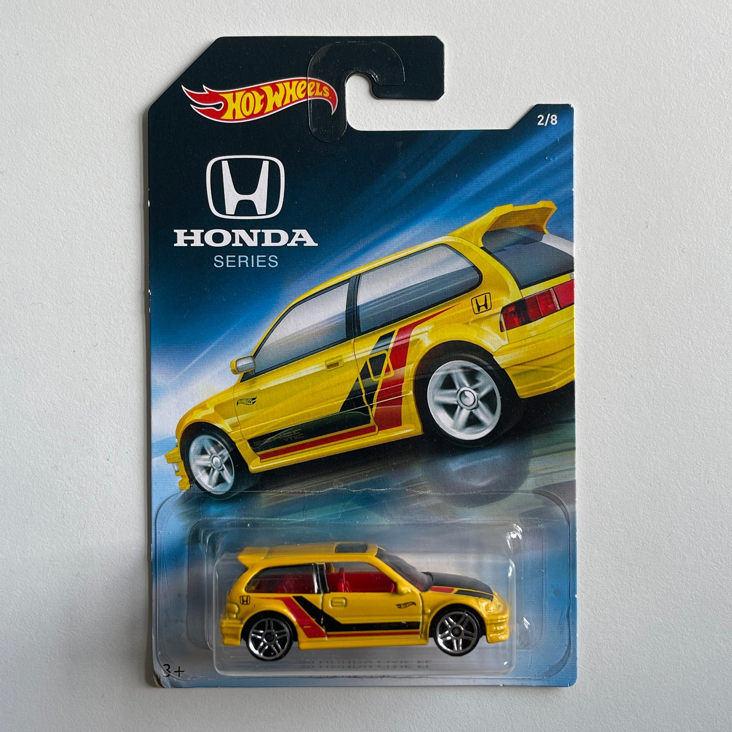 Hot Wheels '90 Honda Civic EF (Yellow) Long Card (Damaged) Honda Series 2/8