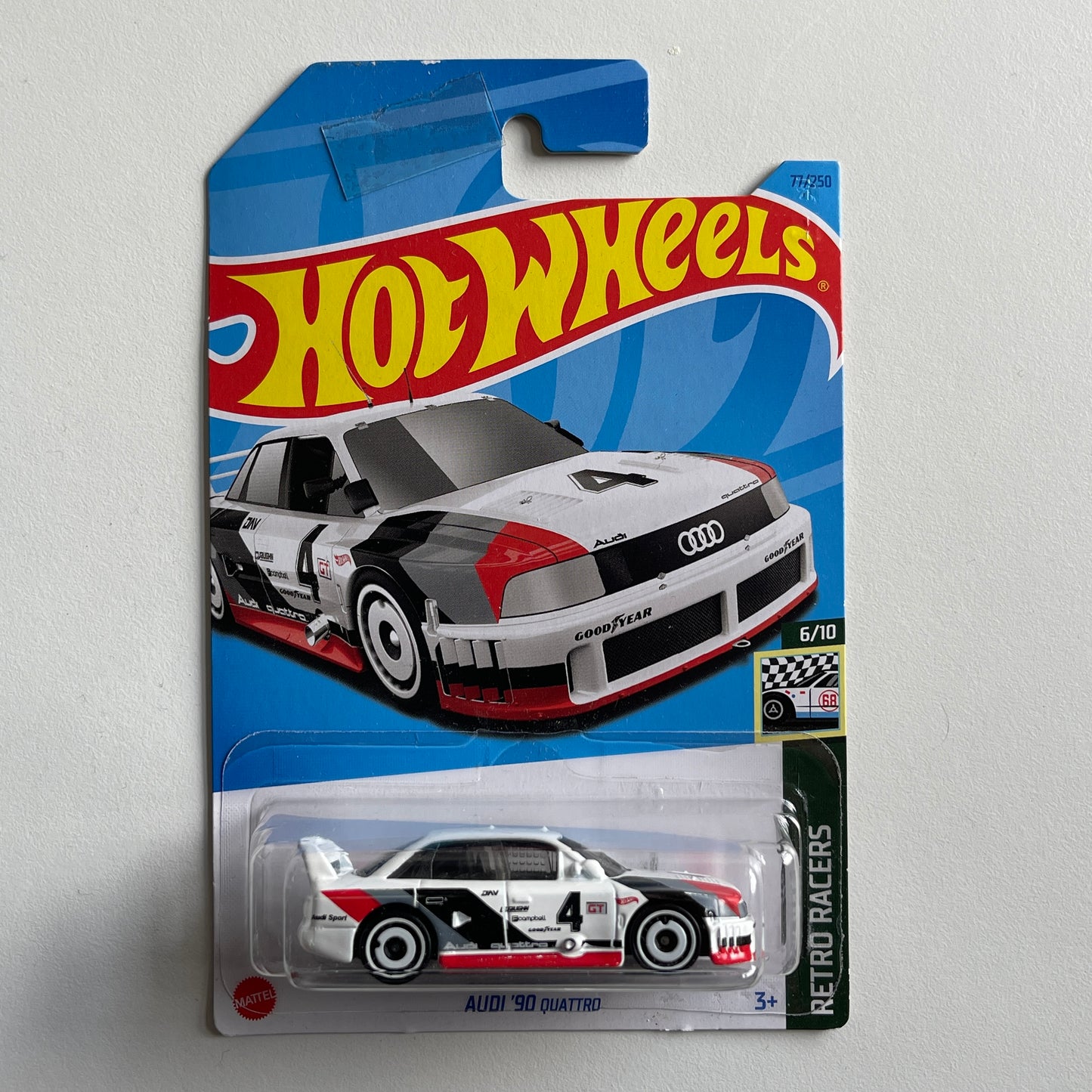 Hot Wheels Audi '90 Quattro (White) Long Card (Damaged) Retro Racers 77/250