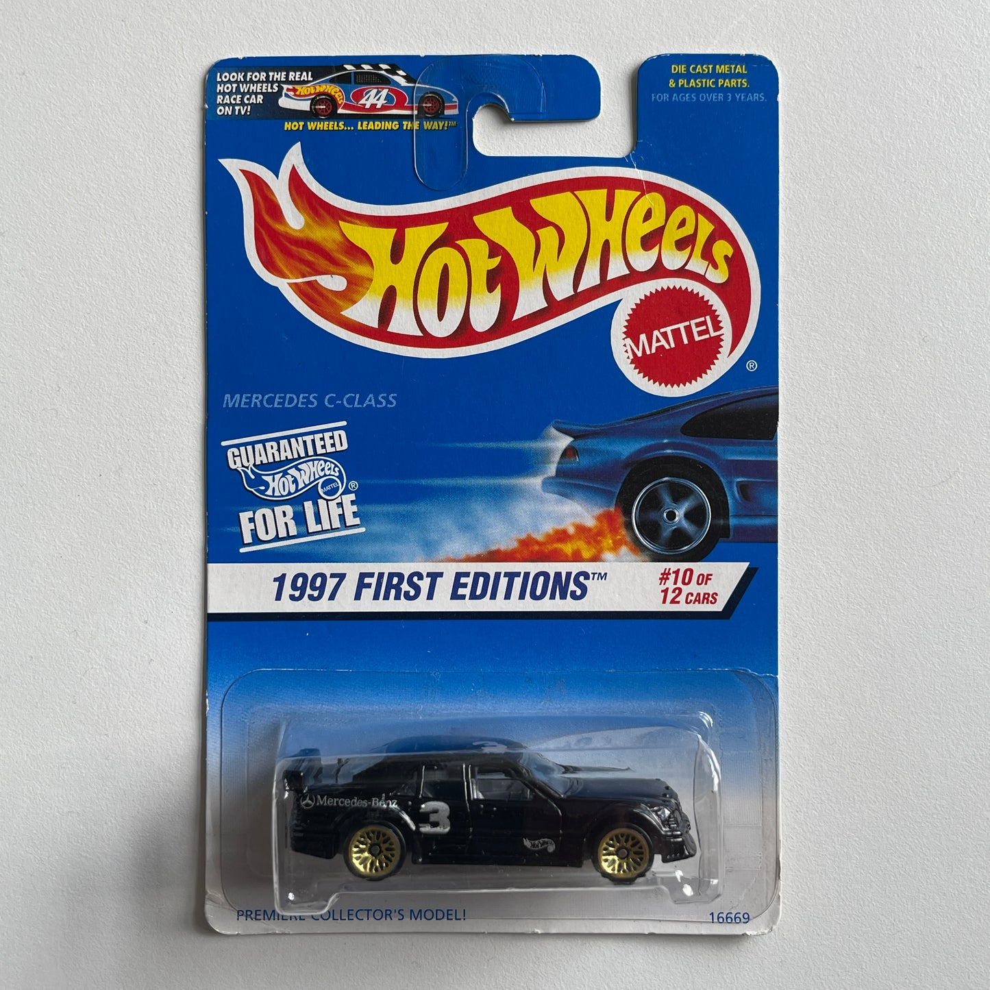 Hot Wheels Mercedes C-Class (Black) Long Card (Damage) 1997 First Editions 10/12 #516