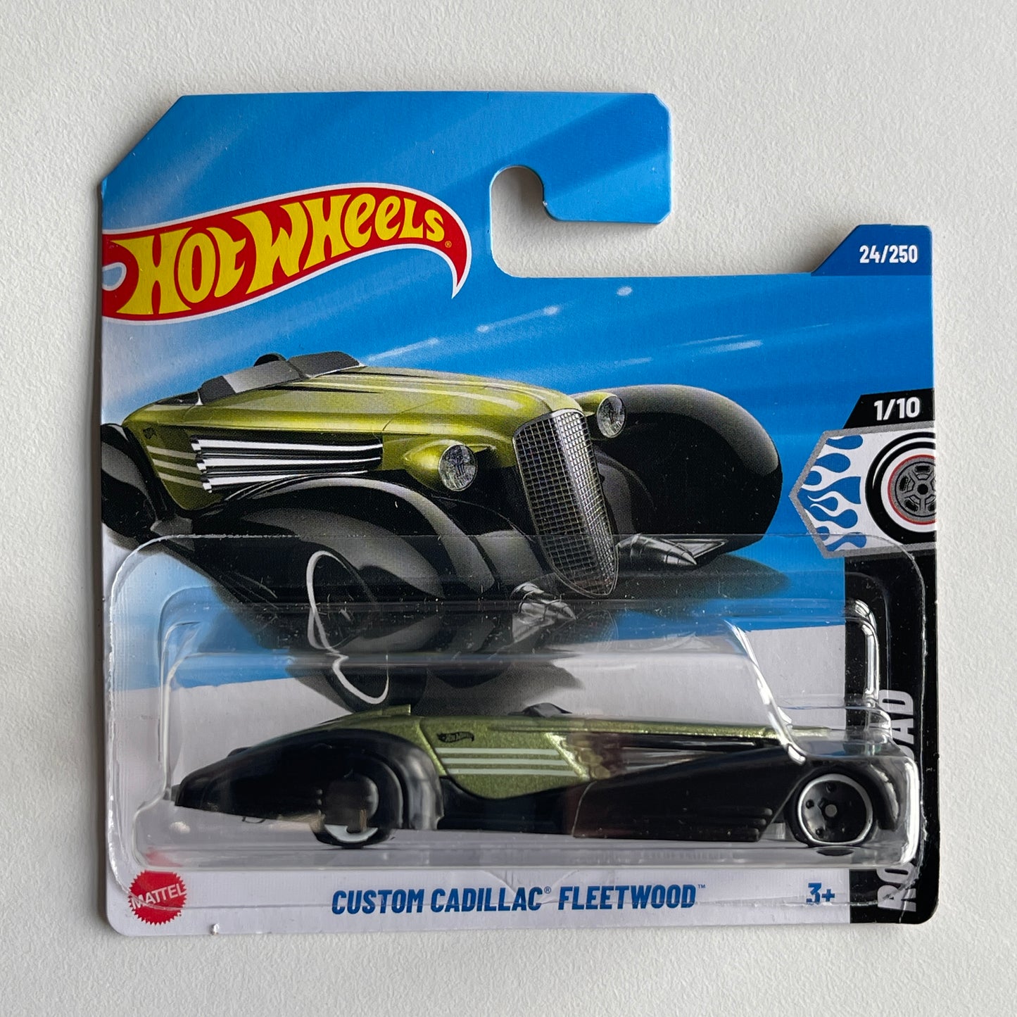 Hot Wheels Custom Cadillac Fleetwood (Black/Green) Short Card (Damaged) Rod Squad 24/250