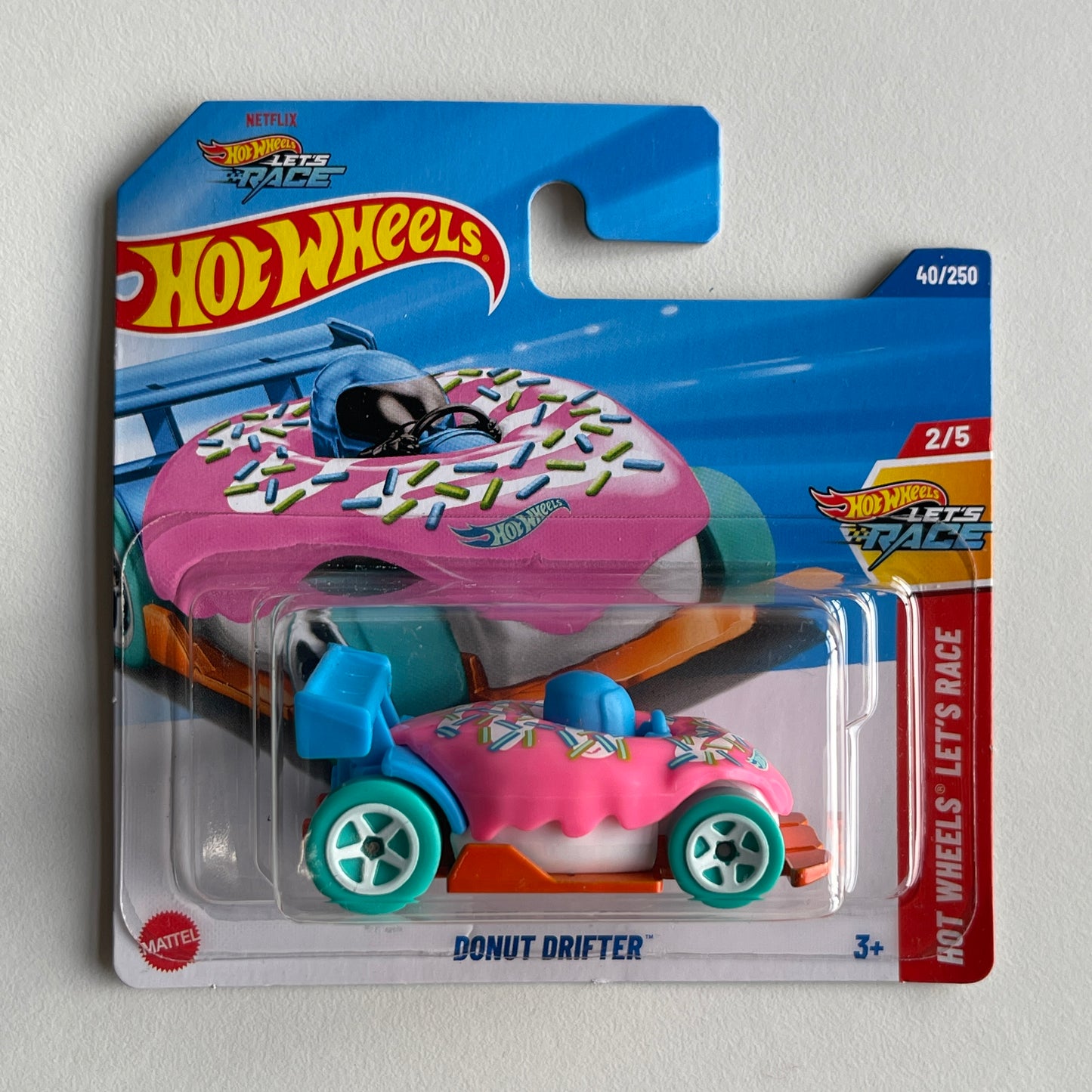 Hot Wheels Netflix Donut Drifter (Pink) Short Card Hot Wheels Let's Race 40/250