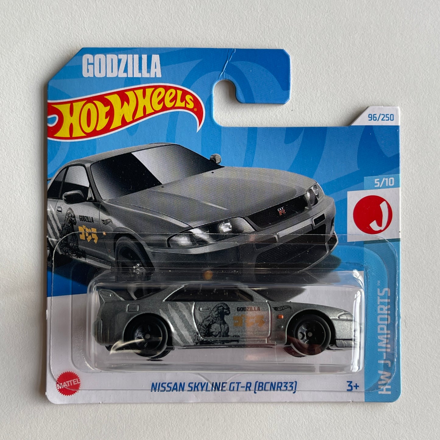 Hot Wheels Godzilla Nissan Skyline GT-R [BCNR33] (Grey) Short Card (Damaged) HW J-Imports 96/250