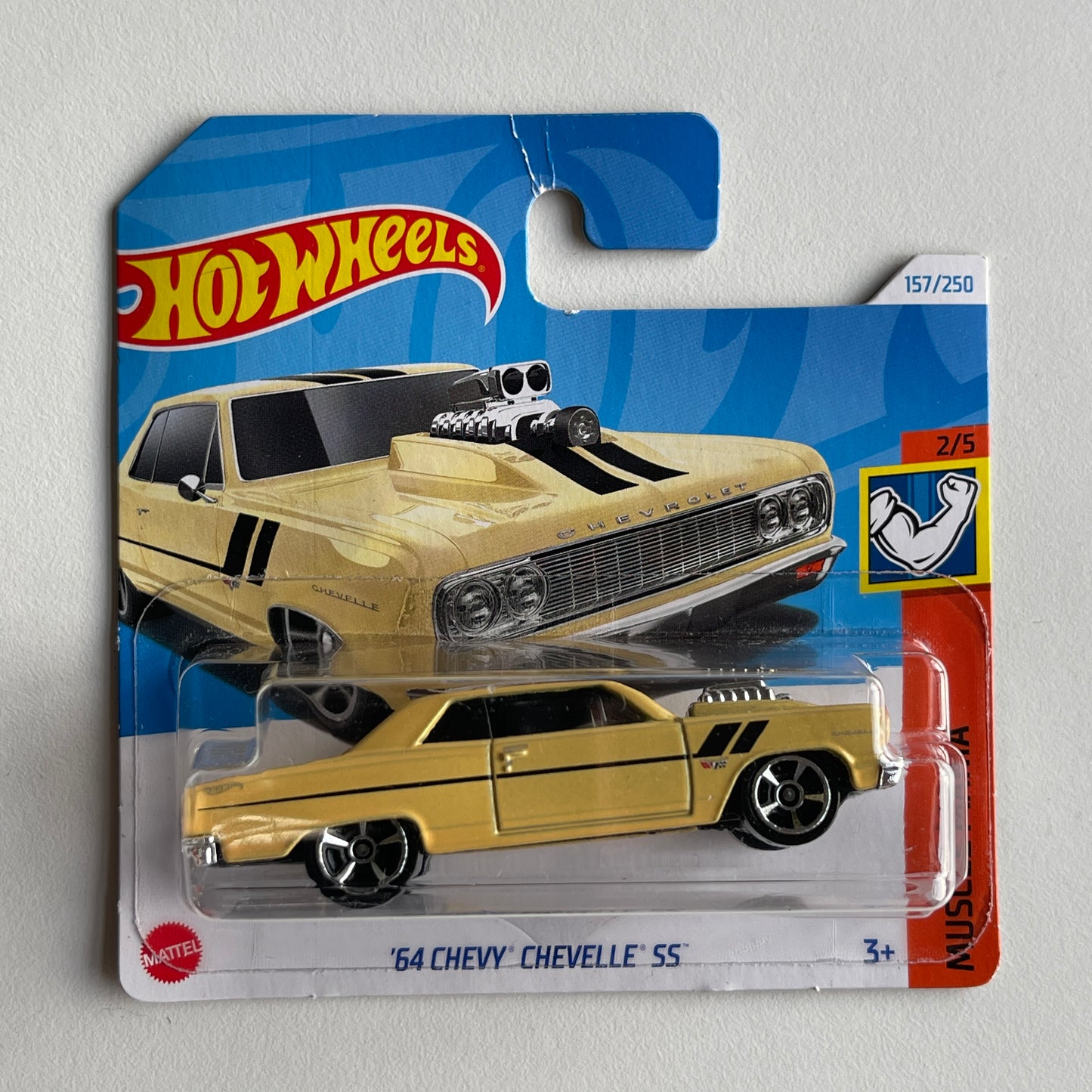 Hot Wheels '64 Chevy Chevelle SS (Yellow) Short Card (Damaged) Muscle Mania 157/250